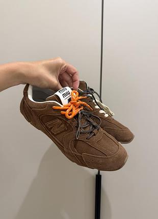 Кросовки miu miu x new balance 530 sl brown suede , кожані кеди, коричневі кросівки