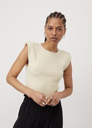 Топ с плечиками корсетный имитация корсета зара zara корсет блуза футболка