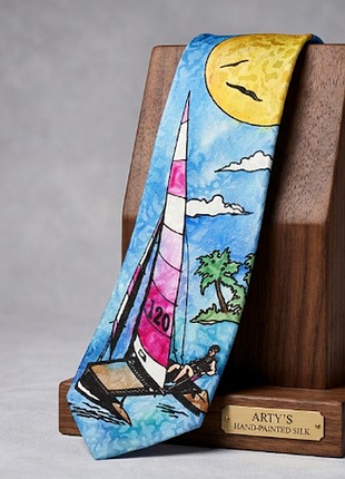 Ексклюзивна шовкова краватка arty's «морська регата» (100% silk, нова) виготовлена вручну-handmade