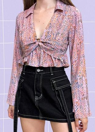 Новая розовая легкая блуза zara с декольте