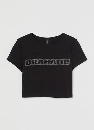 Укорочений чорний топ зі стразами h&m