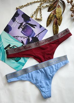 Набір комплект бавовняні трусики стрінги calvin klein s 36