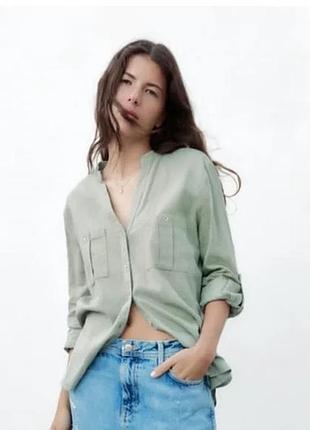Льняна жіноча сорочка zara xs