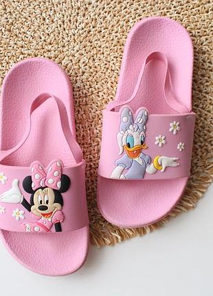 Розовые резиновые тапочки шлепанцы с героями disney 30/31 р