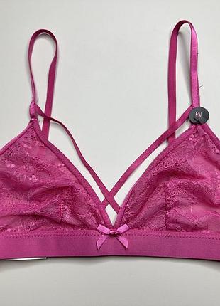 Бюстгальтер мереживний з портопеєю мʼяка чашечка hunkemoller - рожевий, рр м