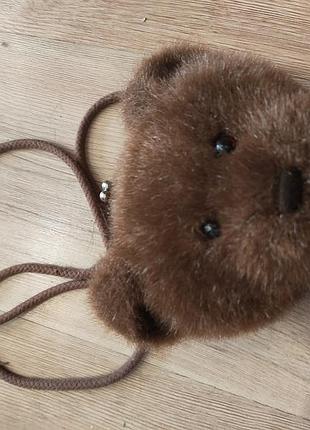Вінтажна сумка-гаманець gund brown faux fur teddy bag crossbody