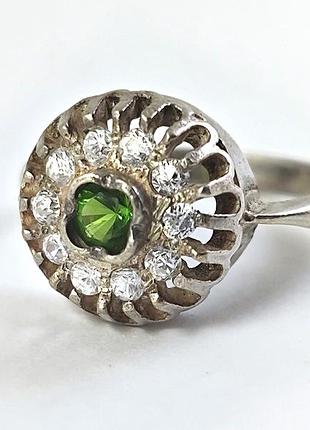 Серебряное колечко с камнями. ссср. 925 проба "звезда".