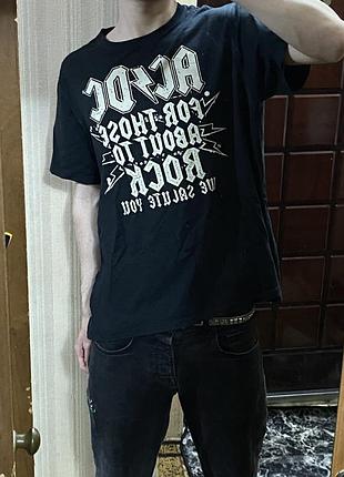 Ac/dc oversize black tee vintage erd viperr opium punk rock grange balenciaga