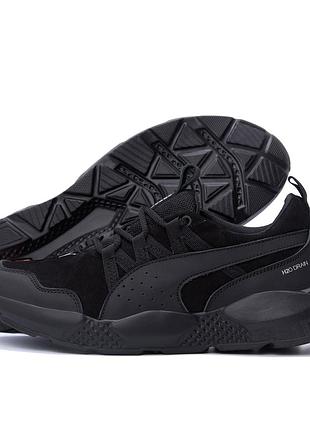 Мужские кожаные кроссовки pm runner black
