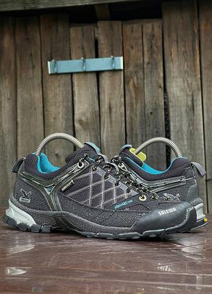 Salewa gore-tex оригинал женские туристические треккинговые кроссовки с защитным носком черные серые размер 38 38,5
