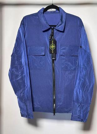 Мужская рубашка stone island ripstop jacket синяя (si11006.4m)