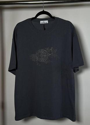Чоловіча футболка stone island junior compass-print t-shirt сіра (si12006.4m)