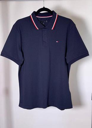 Мужская футболка поло tommy hilfiger rwb collar reg polo, темно-синяя (th12005.4m)