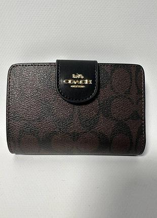 Кошелек coach women's medium corner zip wallet (brown - black)