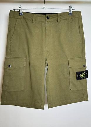 Мужские шорты stone island cargo bermuda оливковые (si18003.4m)