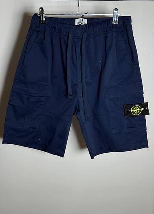 Мужские шорты stone island ghost piece tank shield cargo shorts темно-синие (si18002.7m)