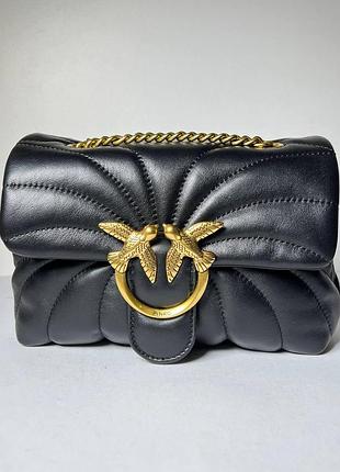 Женская кожаная сумка pinko mini love bag puff butterfly, черная
