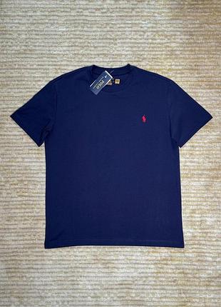 Мужская футболка ralph lauren essential cotton jersey t-shirt темно-синяя (rl13003.11m)
