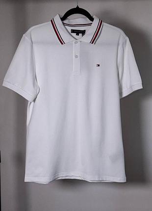 Мужская футболка поло tommy hilfiger rwb collar reg polo, белая (th12005.1m)