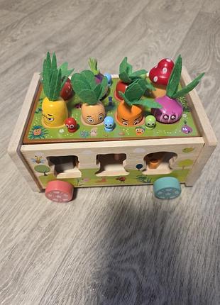 Деревянная игрушка-каталка монтсори. 3