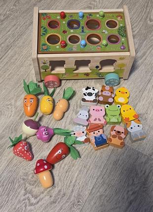 Деревянная игрушка-каталка монтсори. 2