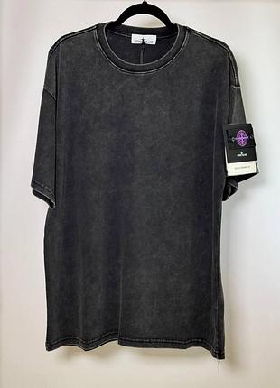 Чоловіча футболка stone island raso gommato cotton t-shirt чорна (si12010.4m)