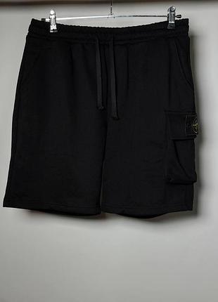 Чоловічі шорти stone island brushed cotton fleece cargo shorts чорні (si18004.1m)