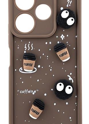 Чохол shock case 3d print для xiaomi redmi 13x бампер силіконовий коричневий coffee