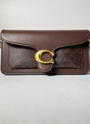 Женская кожаная сумка coach tabby 26 signature monogram коричневая