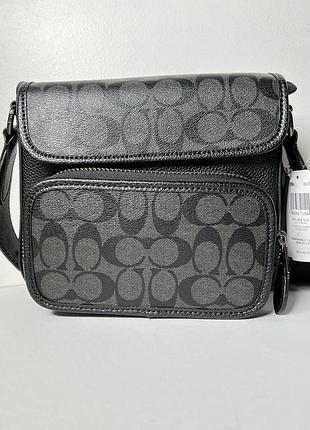 Сумка coach sullivan flap crossbody bag in signature canvas черная