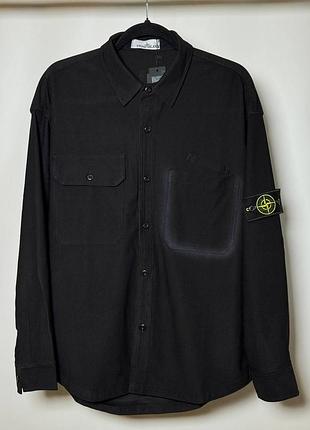 Чоловіча сорочка stone island stretch velvet overshirt чорна (si11004.1m)