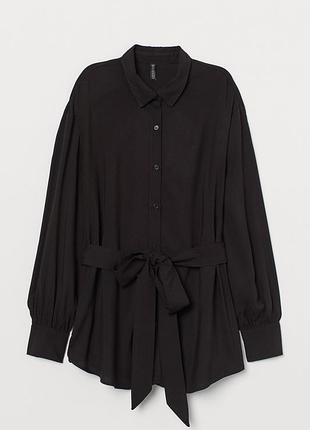 Сорочка віскозна з поясом для жінки h&m divided 0885543-003 s чорний
