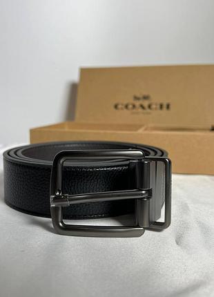 Ремень coach harness buckle reversible cut to size, 38 мм, двусторонний (black/dark brown)