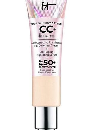 Тональний крем it cosmetics your skin but better cc+ illumination (32 мл, відтінок light)
