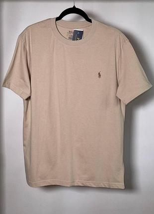 Мужская футболка ralph lauren essential cotton jersey t-shirt бежевая (rl13003.8m)