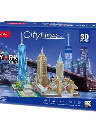 3d пазл cubicfun city line нью-йорк (mc255h)