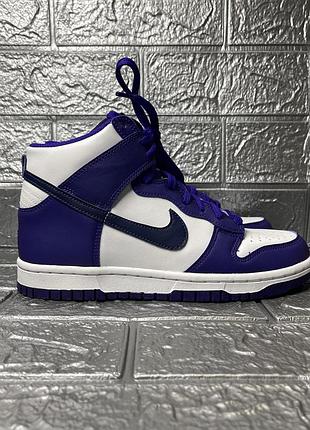 Женские кроссовки nike dunk high (gs) navy white dh9751-100