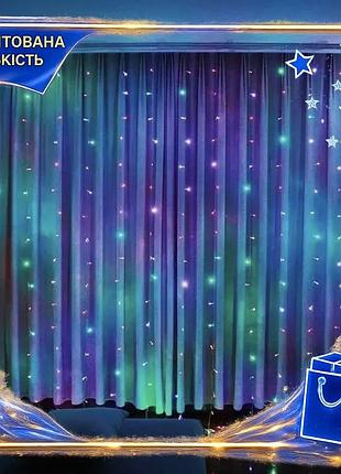 Dm светодиодная гирлянда штора спецификация 2.2 3х3м 400 led мультиколор для украшения интерьера яркая spe|lz