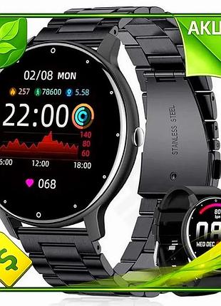 Ve умные наручные часы smart new version classic steel black с bluetooth для android и ios фитнес брас n6w_ver