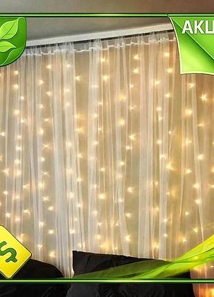 Ve гирлянда штора 3х3м 360 new version led теплый белый свет интерьерное украшение для дома светодиодн n6w_ver