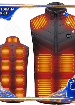 Dm жілет чоловічий з специфікація 2.2 підігрівом heatfashion чорний для зими спортивний утеплений жиле spe|lz