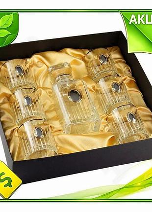 Ve набір для віскі boss new version crystal гармонія 7 предметів кришталь срібло золото для чоловіків n6w_ver