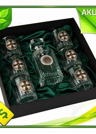 Ve набір для віскі boss new version crystal армійський зсу 7 предметів графин 750мл та 6 келихів 360мл n6w_ver