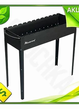Ve мангал mzavod эней на new version 12 шампуров сталь 3 мм черный для шашлыка и барбекю с ножками n6w_ver