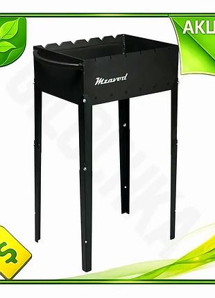 Ve мангал mzavod еней 6 new version шампурів сталь 3 мм на ніжках чорний переносний гриль для шашлику n6w_ver