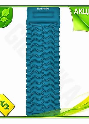 Ve надувний матрац naturehike з new version подушкою та мішком для надування одномісний синій для кемп n6w_ver