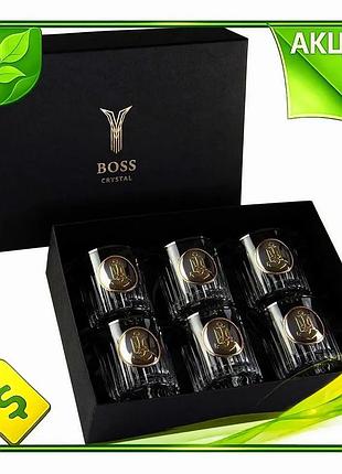 Ve набір для віскі шеврон new version boss crystal кришталь 6 келихів 360 мл для чоловіків та жінок по n6w_ver