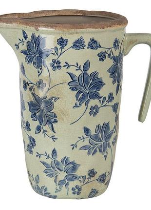 Декоративний керамічний глечик в вінтажному стилі blue flowers, 22*14*22 см, 6ce1258l clayre & eef nai