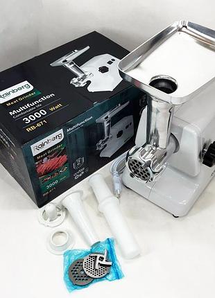 Мясорубка для мяса rainberg rb-671 2200вт, мощная мясорубка многофункциональная vj-264 2 скорости
