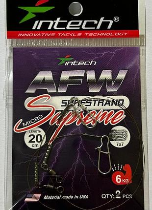 Поводок металлический intech afw surfstrand micro supreme 7х7 20см (2шт/уп) 0,25mm/13lb/6kg